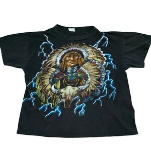 Vintage American Thunder Lightning Black Size XL Single Stitch T-Shirt